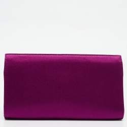 Pre Owned Yves Saint Laurent Purple Satin Chain Clutch