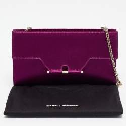 Pre Owned Yves Saint Laurent Purple Satin Chain Clutch