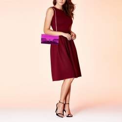 Pre Owned Yves Saint Laurent Purple Satin Chain Clutch