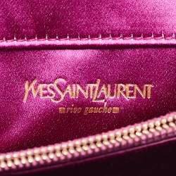 Pre Owned Yves Saint Laurent Purple Satin Chain Clutch