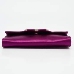 Pre Owned Yves Saint Laurent Purple Satin Chain Clutch