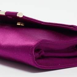 Pre Owned Yves Saint Laurent Purple Satin Chain Clutch