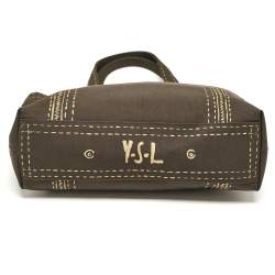Pre Owned Yves Saint Laurent Brown Fabric Trompe L'oeil Tote