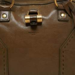 Yves Saint Laurent Olive Green Leather Large Muse Bag