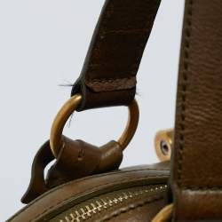 Yves Saint Laurent Olive Green Leather Large Muse Bag