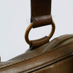 Yves Saint Laurent Olive Green Leather Large Muse Bag