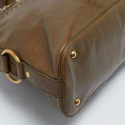 Yves Saint Laurent Olive Green Leather Large Muse Bag