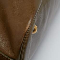 Yves Saint Laurent Olive Green Leather Large Muse Bag