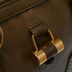 Yves Saint Laurent Olive Green Leather Large Muse Bag