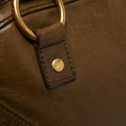 Yves Saint Laurent Olive Green Leather Large Muse Bag