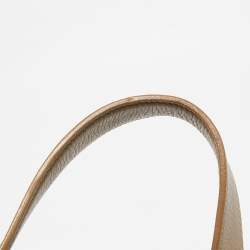 Pre Owned Yves Saint Laurent Cream/Taupe Grey Leather and Raffia Snap Tote