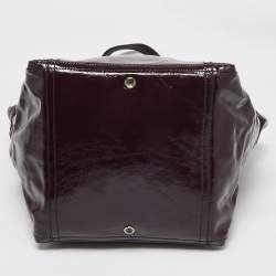 Pre Owned Yves Saint Laurent Dark Purple Patent Leather Downtown Tote