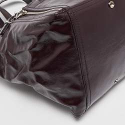 Pre Owned Yves Saint Laurent Dark Purple Patent Leather Downtown Tote