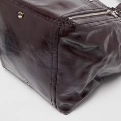 Pre Owned Yves Saint Laurent Dark Purple Patent Leather Downtown Tote