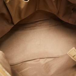 Pre Owned Yves Saint Laurent Beige/Red Leather Lucky Chyc Bowler Bag