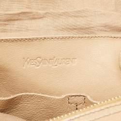 Pre Owned Yves Saint Laurent Beige/Red Leather Lucky Chyc Bowler Bag