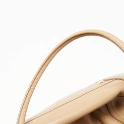 Pre Owned Yves Saint Laurent Beige/Red Leather Lucky Chyc Bowler Bag