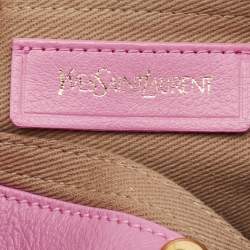 Yves Saint Laurent Pink/Beige Canvas and Leather Muse Two Top Handle Bag