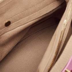 Yves Saint Laurent Pink/Beige Canvas and Leather Muse Two Top Handle Bag