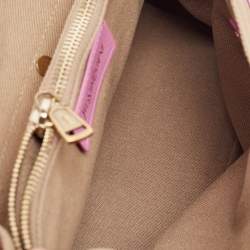 Yves Saint Laurent Pink/Beige Canvas and Leather Muse Two Top Handle Bag