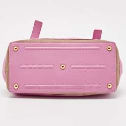 Yves Saint Laurent Pink/Beige Canvas and Leather Muse Two Top Handle Bag