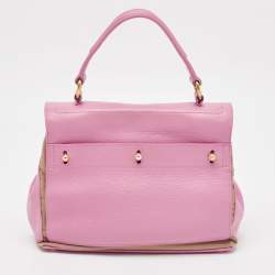 Yves Saint Laurent Pink/Beige Canvas and Leather Muse Two Top Handle Bag