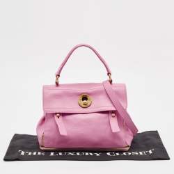 Yves Saint Laurent Pink/Beige Canvas and Leather Muse Two Top Handle Bag