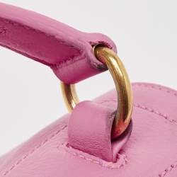 Yves Saint Laurent Pink/Beige Canvas and Leather Muse Two Top Handle Bag