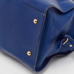 Saint Laurent Blue Leather Medium Cabas Chyc Tote