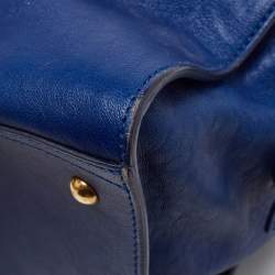 Saint Laurent Blue Leather Medium Cabas Chyc Tote