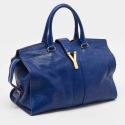 Saint Laurent Blue Leather Medium Cabas Chyc Tote