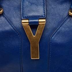 Saint Laurent Blue Leather Medium Cabas Chyc Tote