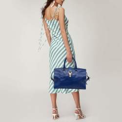 Saint Laurent Blue Leather Medium Cabas Chyc Tote