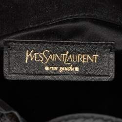 Pre Owned Yves Saint Laurent Black Patent Leather Floral Applique Downtown Tote