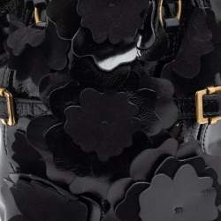 Pre Owned Yves Saint Laurent Black Patent Leather Floral Applique Downtown Tote