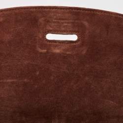 Pre Owned Yves Saint Laurent Brown Ostrich Leather Top Handle Bag