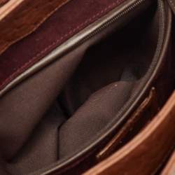 Pre Owned Yves Saint Laurent Brown Ostrich Leather Top Handle Bag