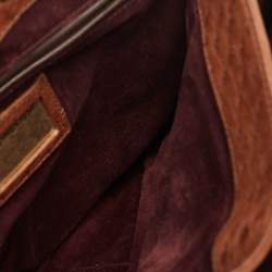 Pre Owned Yves Saint Laurent Brown Ostrich Leather Top Handle Bag