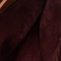 Pre Owned Yves Saint Laurent Brown Ostrich Leather Top Handle Bag