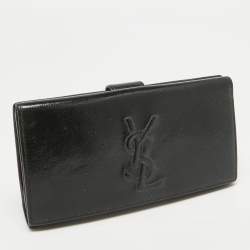 Yves Saint Laurent Black Patent Leather Belle De Jour French Flap Wallet