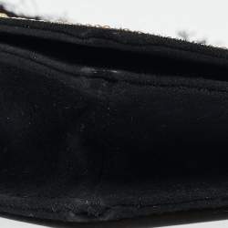 Pre Owned Yves Saint Laurent Black Suede Embroidered Tassel Clutch