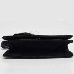 Pre Owned Yves Saint Laurent Black Suede Embroidered Tassel Clutch