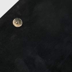 Pre Owned Yves Saint Laurent Black Suede Embroidered Tassel Clutch