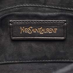 Pre Owned Yves Saint Laurent Black Suede Embroidered Tassel Clutch