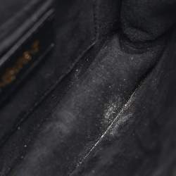 Pre Owned Yves Saint Laurent Black Suede Embroidered Tassel Clutch