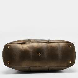 Pre Owned Yves Saint Laurent Metallic Leather Oversized Muse Satchel