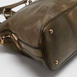 Pre Owned Yves Saint Laurent Metallic Leather Oversized Muse Satchel