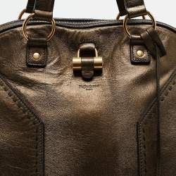 Pre Owned Yves Saint Laurent Metallic Leather Oversized Muse Satchel
