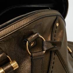 Pre Owned Yves Saint Laurent Metallic Leather Oversized Muse Satchel