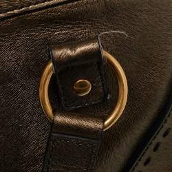 Pre Owned Yves Saint Laurent Metallic Leather Oversized Muse Satchel